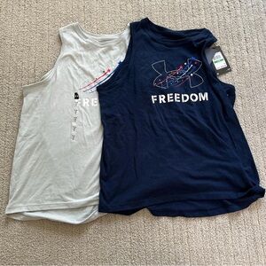 Under Armour Kids Freedom Tank Tops - Navy and White